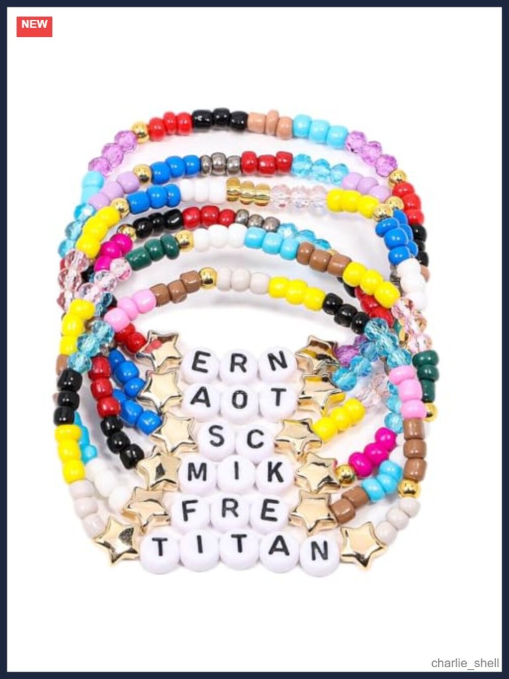 Attack on Titan Inspired Beaded Stretch Bracelets Set of 6 Letter Charm Unisex